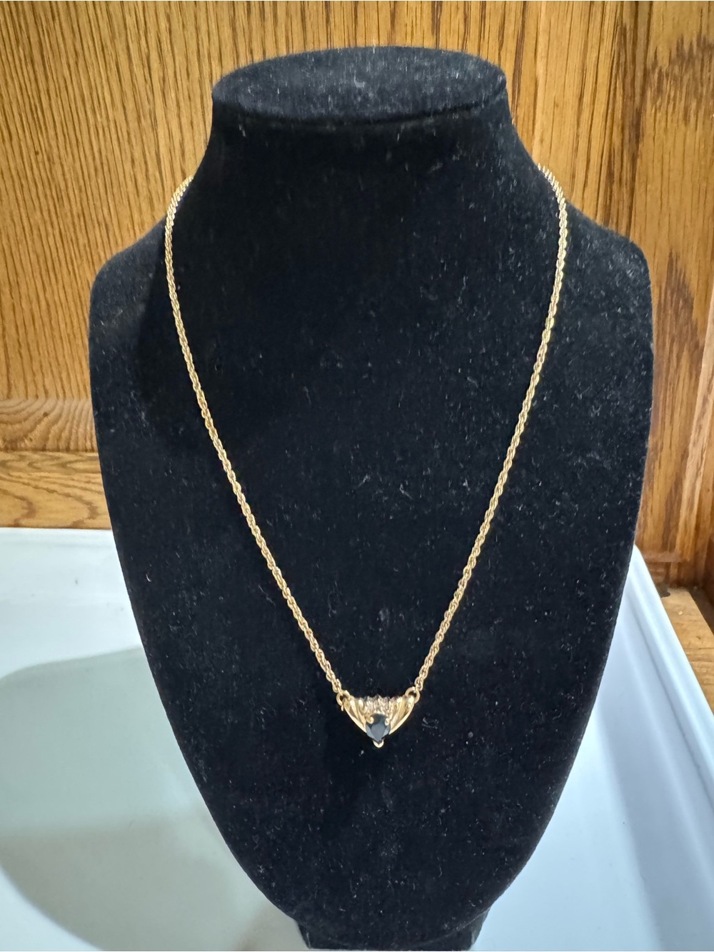 Vintage Fan-shaped Gemstone Pendant Necklace  - Women Jewelry
